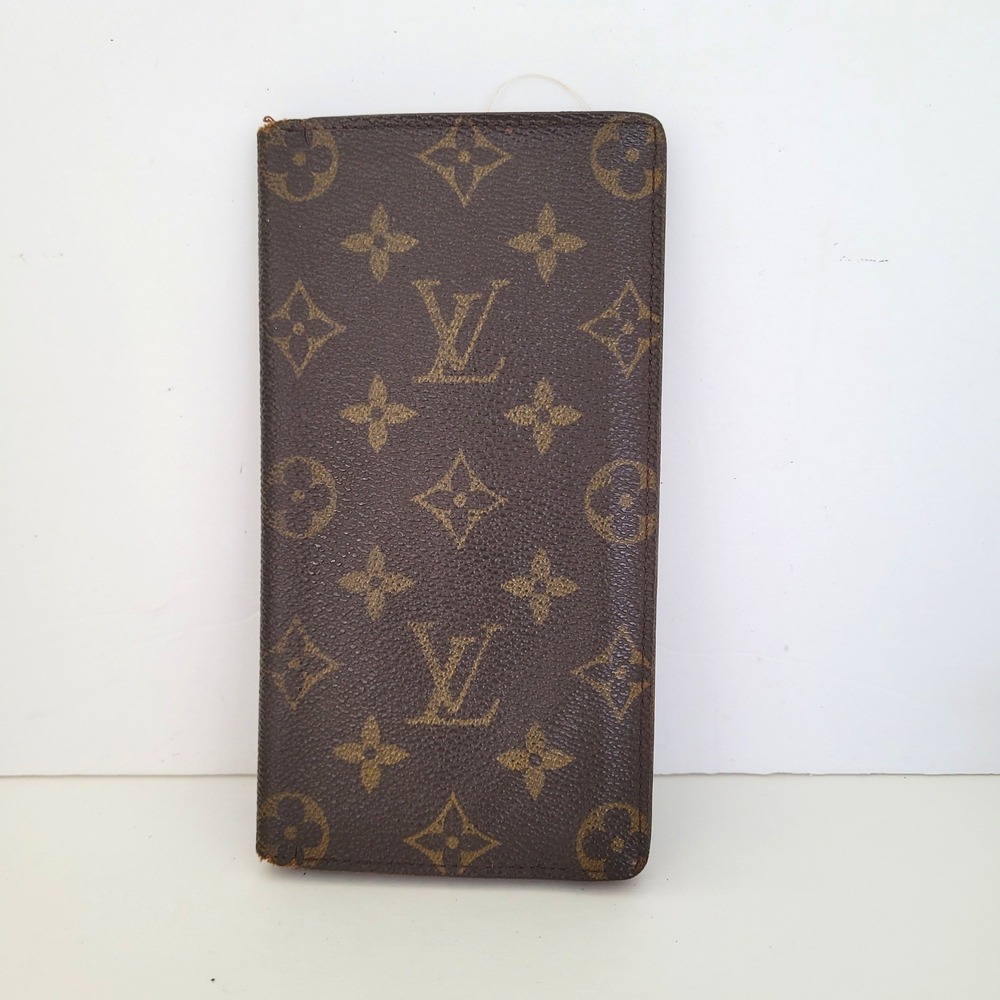 Louis Vuitton Monogram Long Wallet Brown Canvas Vintage MI0979 Made in France